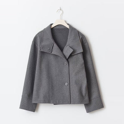 Cappotto invernale morbido e caldo da donna, con collo alto e stile caban