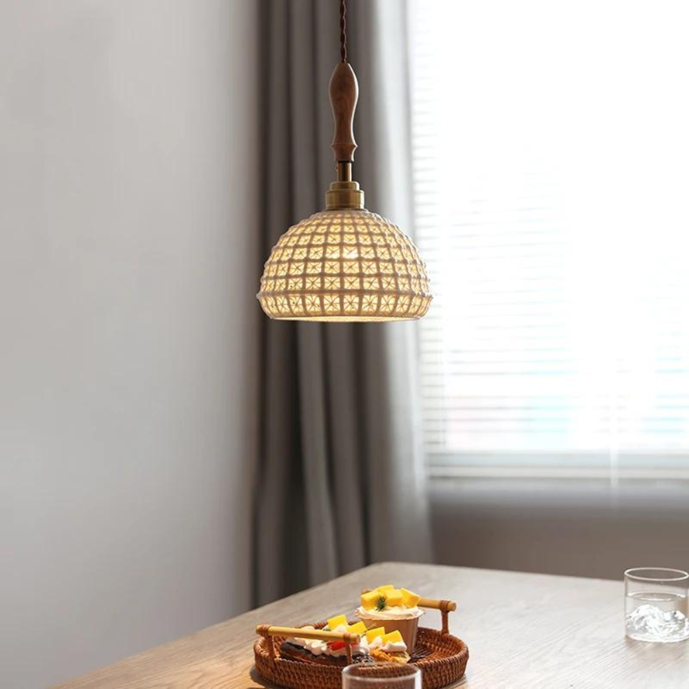 Retro Pendant Lamp of Woven Ceramic