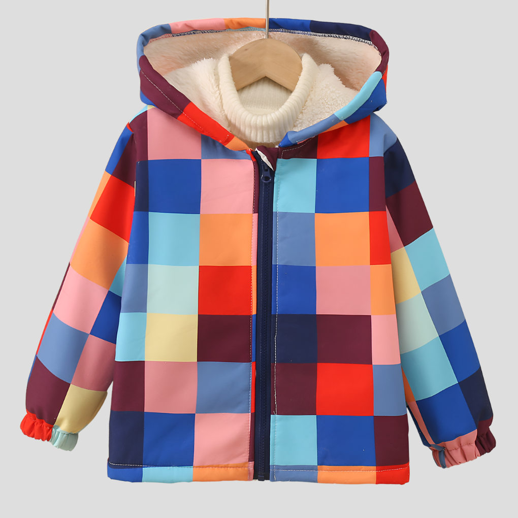 Printed children's jacket with hood and fleece lining - Yeshi