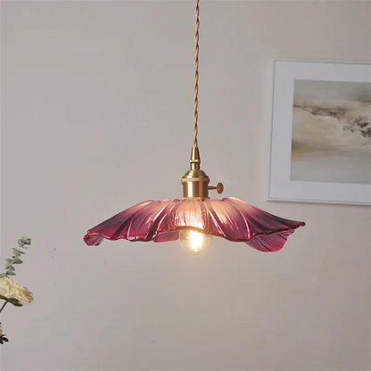 Vintage Lotus Glass Pendant Lamp