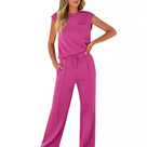 Ladies Comfortable Set with Sleeveless Top and Wide Trousers