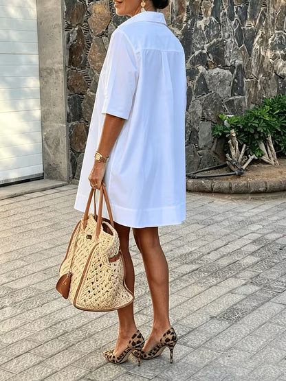 Oversized Shirt Dress for Women with Long Sleeves and Loose Fit
