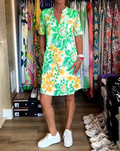 Dress with short sleeves and floral print - Rosalie