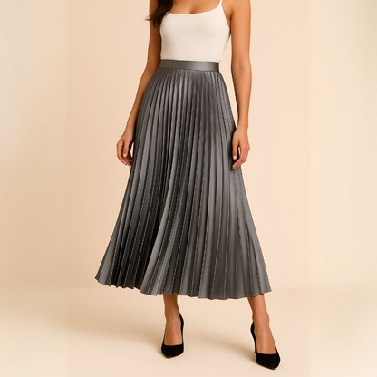 Stylish Midi Skirt with Flowy Pleats for Women