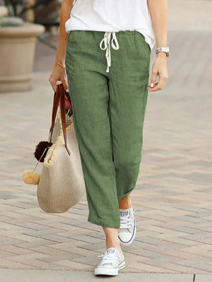 Elvan – Pantaloni da donna dritti con vita elastica e vestibilità comoda