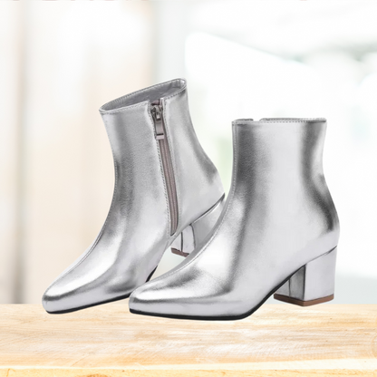 Ash - Stylish silver ankle boots for women