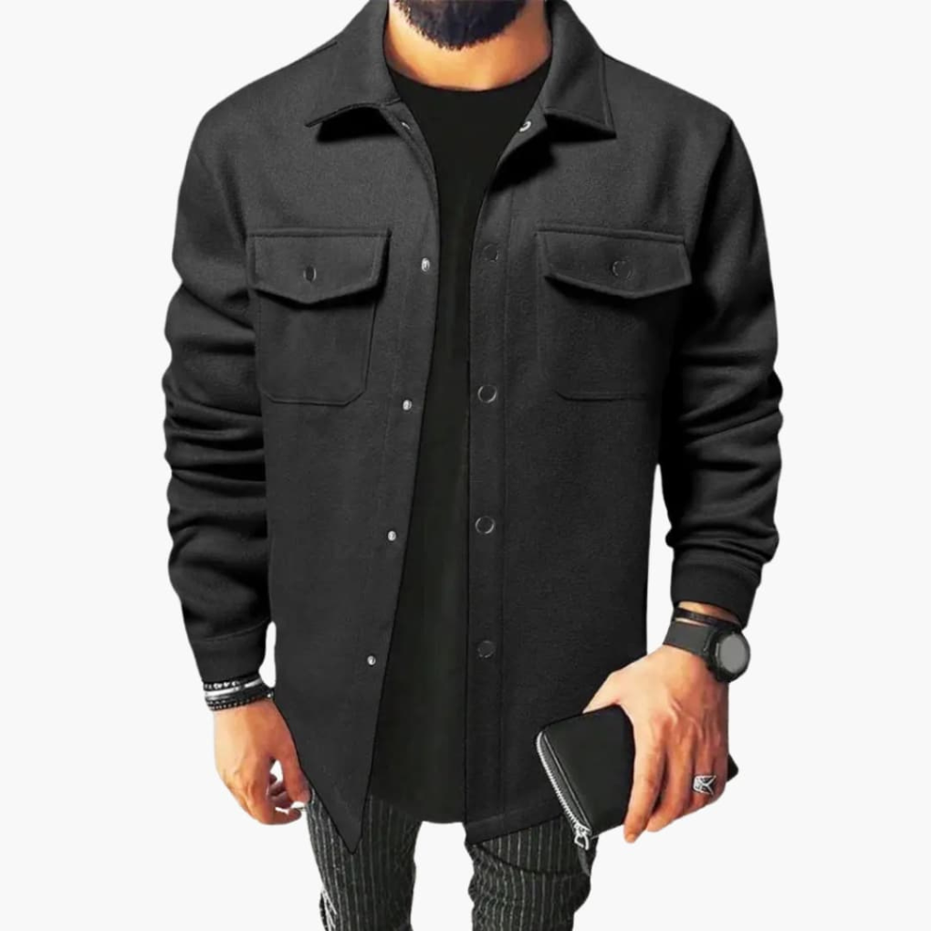 Men's Shirt Jacket with Button Closure