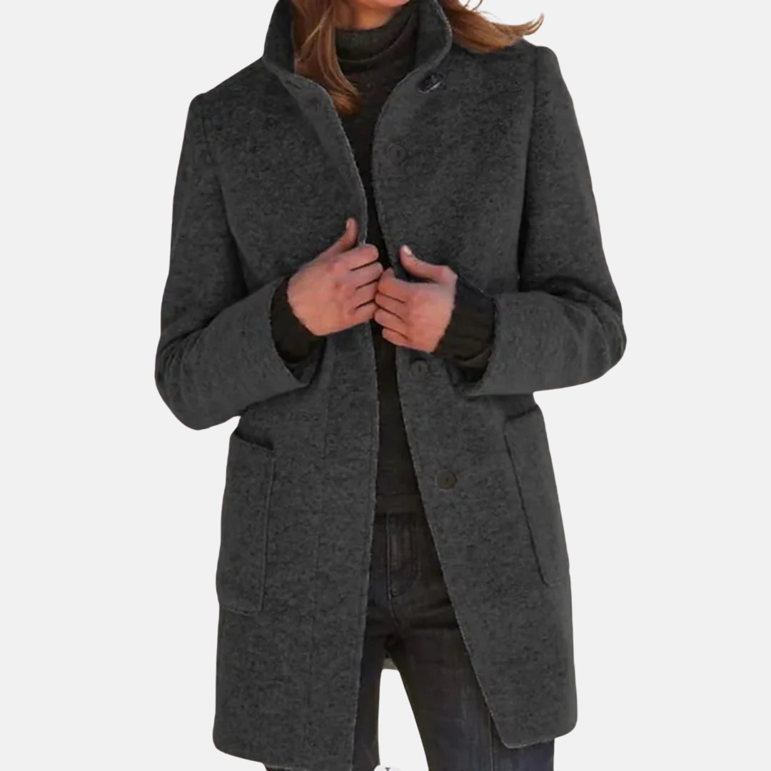 Vintage Tweed Ladies' Coat with Elegant Turtleneck Collar