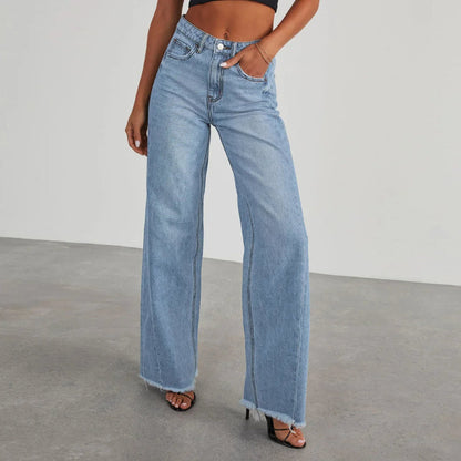 Niva – Loose Fit Jeans with Frayed Hem