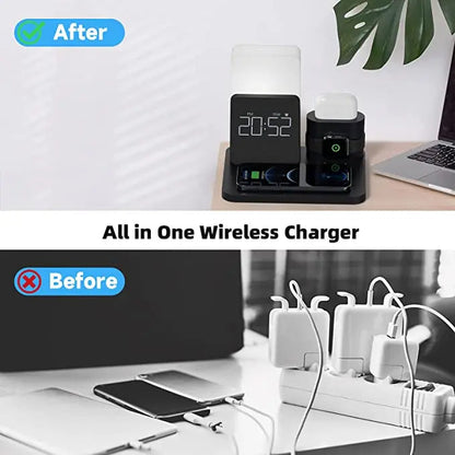 Multi-Functional Wireless Charging Station – Includes Lamp and Alarm Clock
