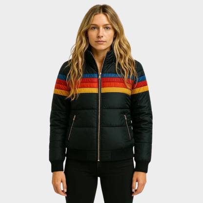 Retro Multicolour Puffer Jacket for Women
