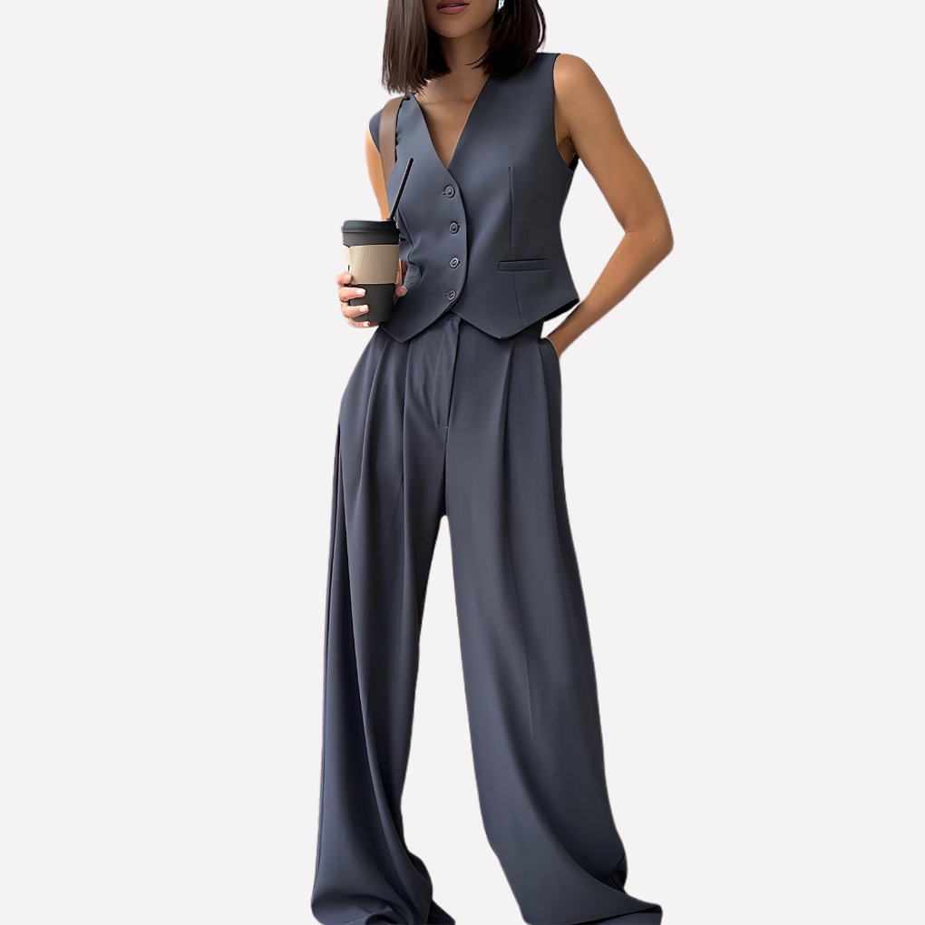 Sleeveless Top and Trousers Set for Women