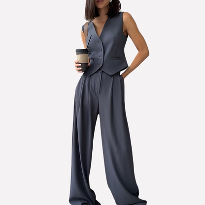 Sleeveless Top and Trousers Set for Women