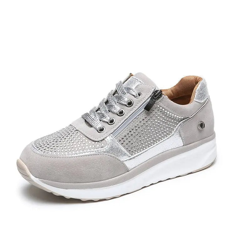 Crystal Women's Sneakers with Zip and Platform Sole