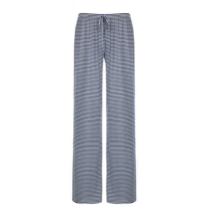 Striped Lounge Trousers for Women with Wide Legs and Elastic Waist
