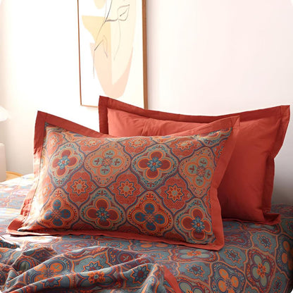 Bestickte Baumwollbettdecke mit Blumenmuster