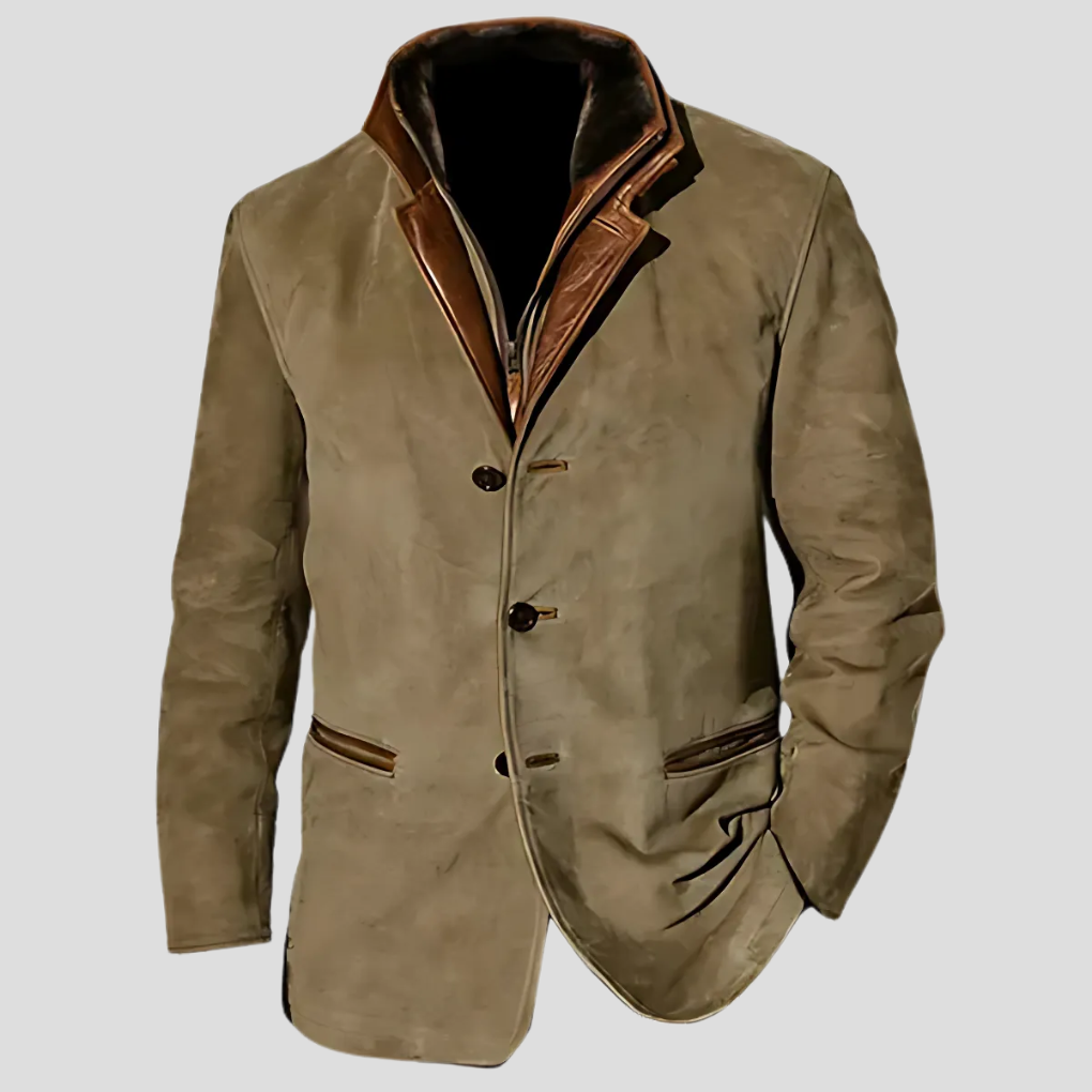 Retro Contrast Collar Jacket for Men