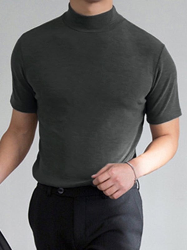 Herren-T-Shirt in Slim Fit mit hohem Kragen und modernem Schnitt