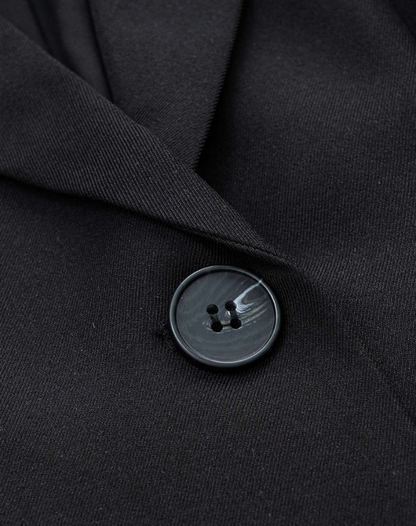 Jara – Black Tailored Mini Blazer Dress with Lapels and Flap Pockets
