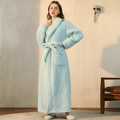 Unisex Coral Fleece Bathrobe with Shawl Collar