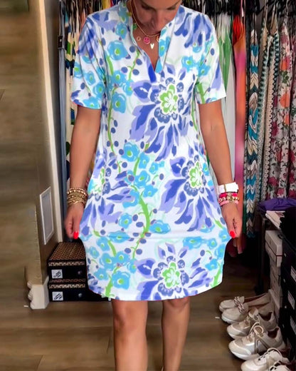 Dress with short sleeves and floral print - Rosalie