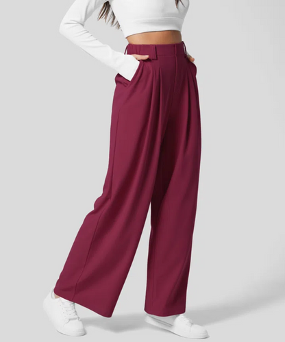 High-Waisted Trousers for Women with Elastic Waist and Wide Legs