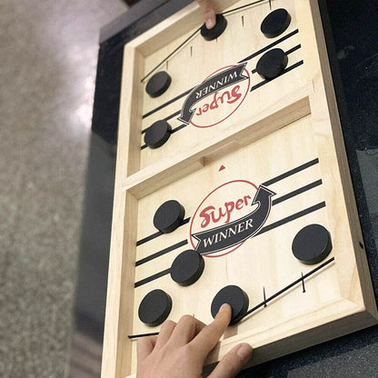 PlayFun - Double-Sided Sling Puck Board Game - Family Fun for Everyone