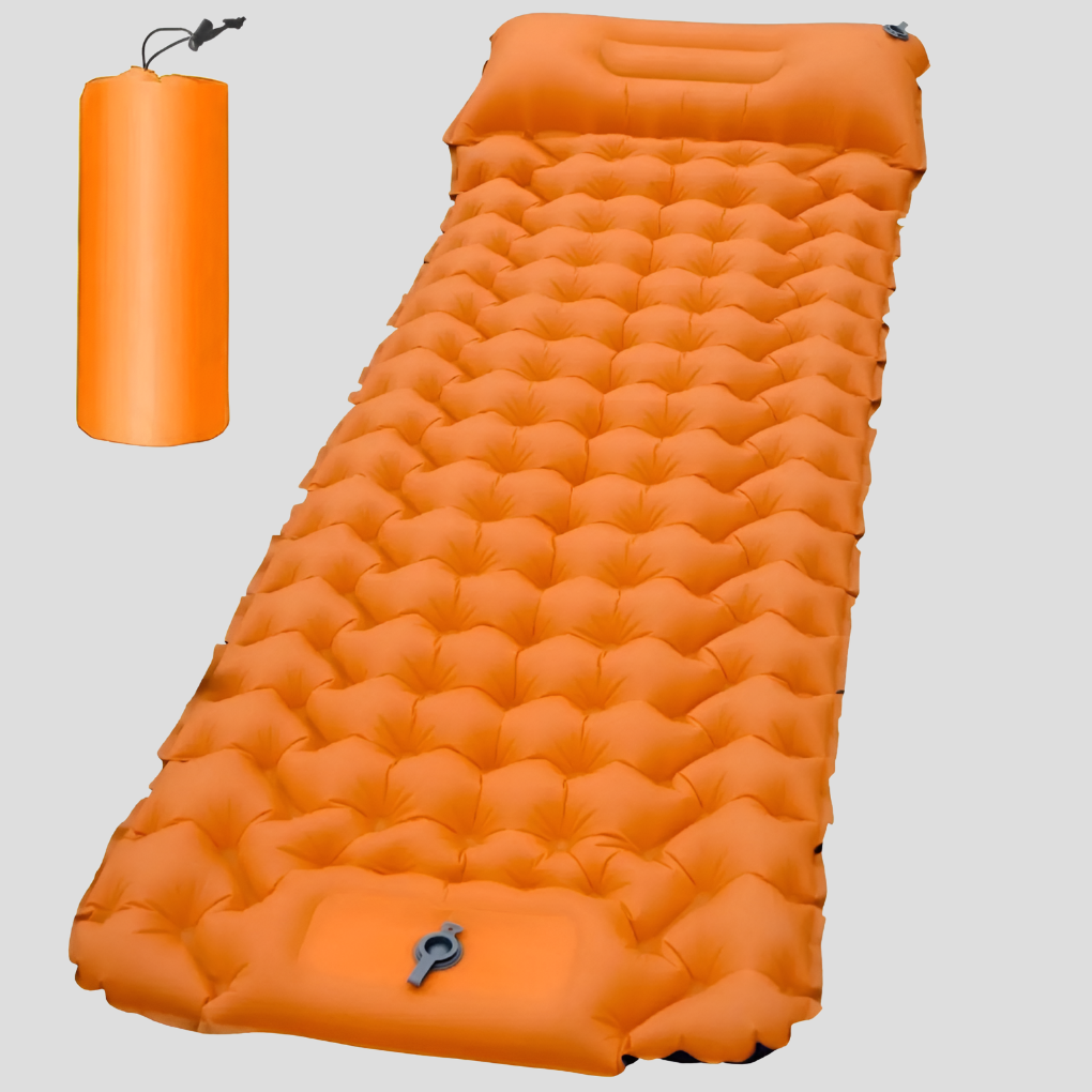 Inflatable mattress with built-in pillow