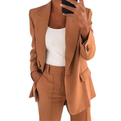 Classic Blazer with Long Sleeves and Single Button Closure