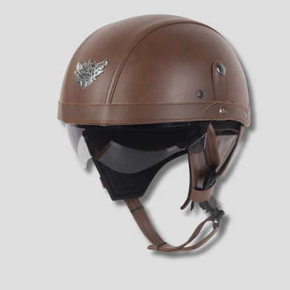Vintage motorcycle helmet with retractable visor
