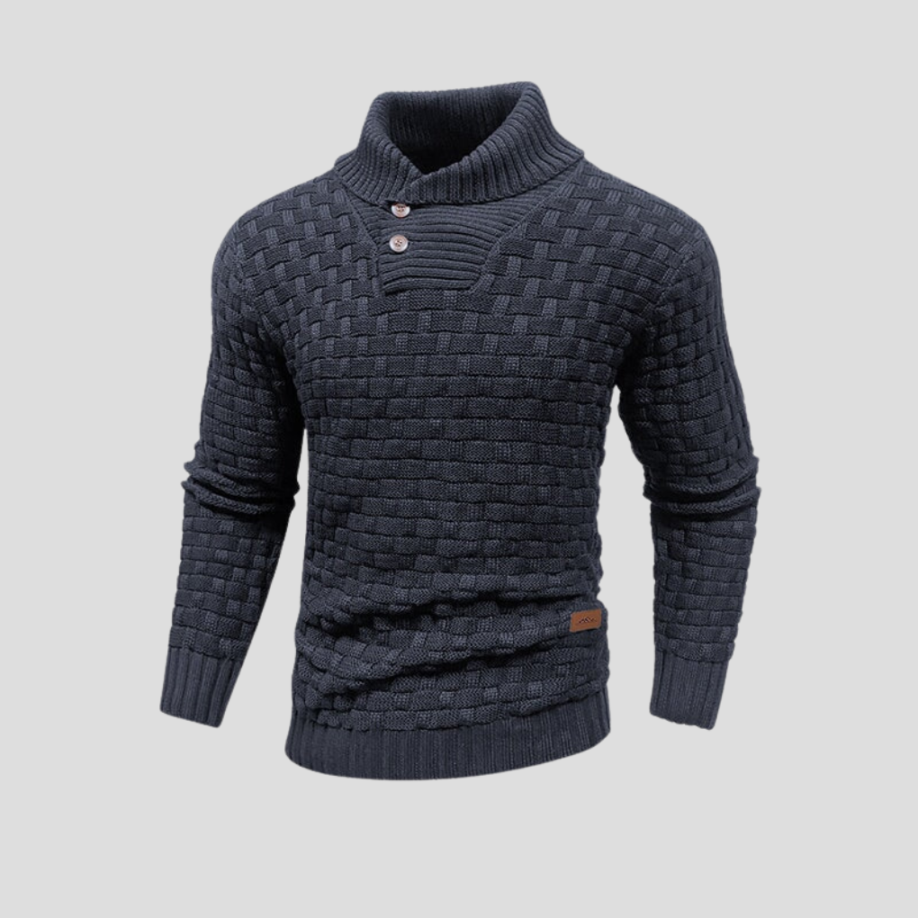 Men's Sweater with Half Collar and Buttons