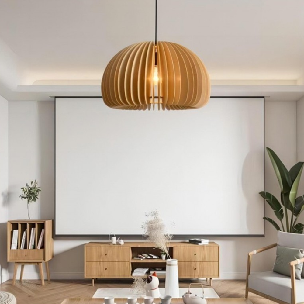 Modern Wooden Pendant Light Silver Sparkle