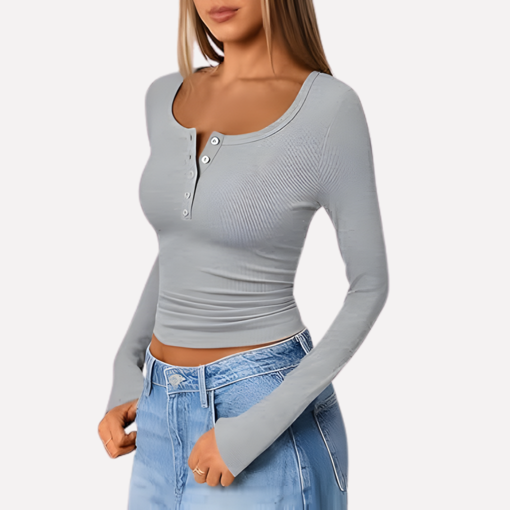 Maglia Henley da donna a maniche lunghe