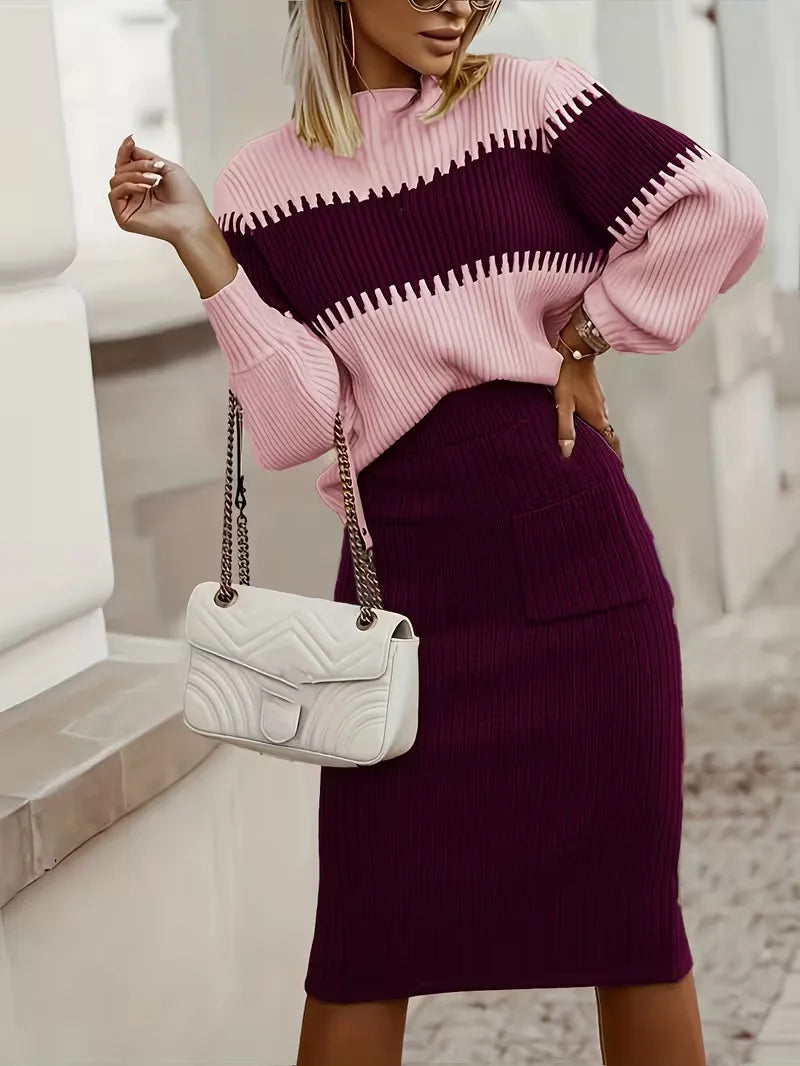 Ensemble deux pièces avec texture côtelée