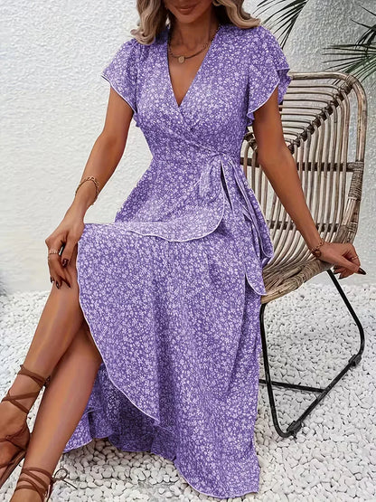 Robe portefeuille à fleurs