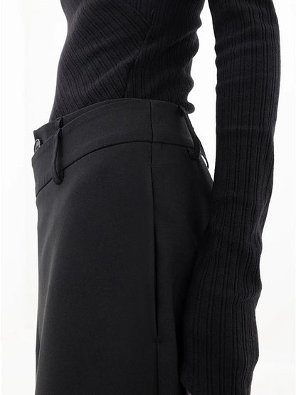 Asymmetrical Wide Trousers for Women with High Waist