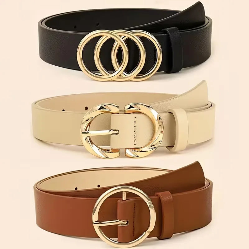 Narrow belt with metal buckles