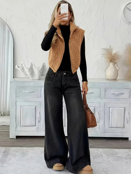 Gilet zippé avec fausse peau de mouton