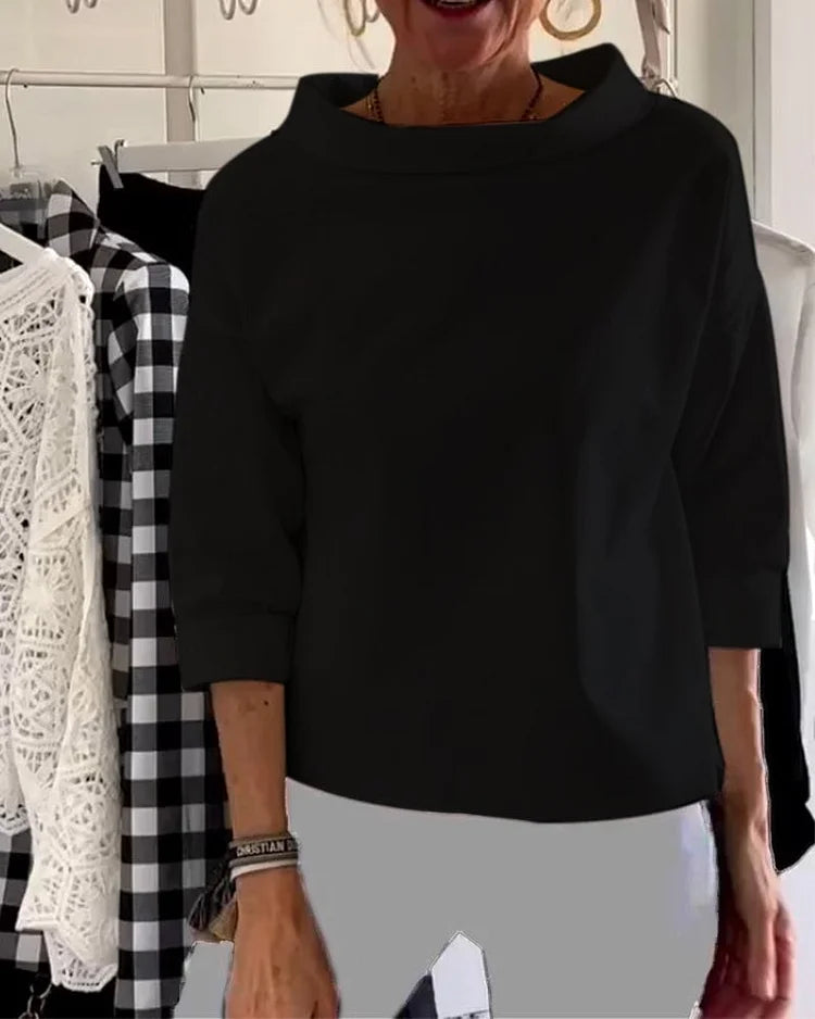 Miriam – Casual Top with Wide Lapels and Half Collar for a Stylish Look