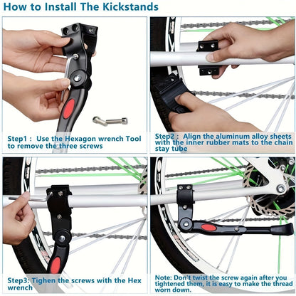 Soporte ajustable para bicicleta - Pata de cabra lateral resistente para estacionarla de forma estable