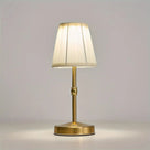 Wireless Table Lamp with Linen Shade and Brass Base for Warm Light