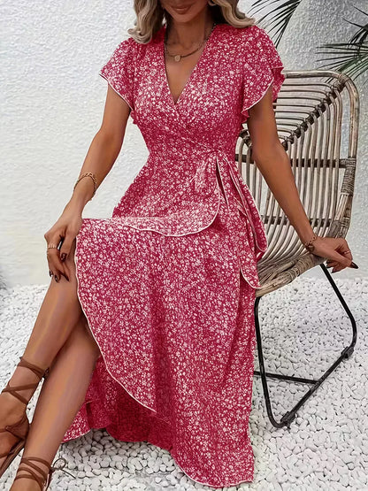 Robe portefeuille à fleurs