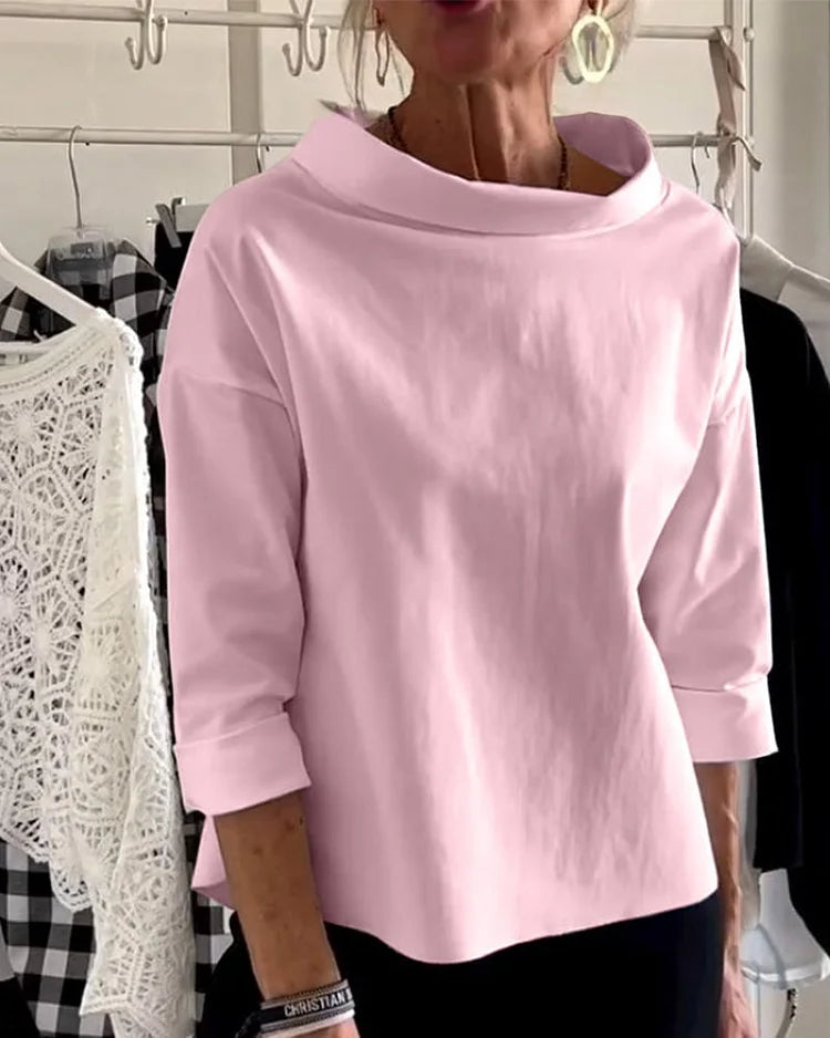 Miriam – Casual Top with Wide Lapels and Half Collar for a Stylish Look