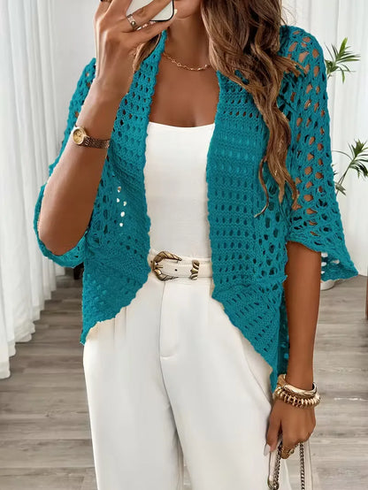 Oversized cardigan with hollow-out design