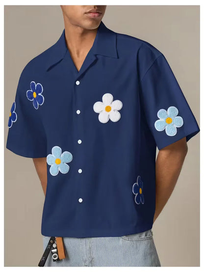 Chemise à manches courtes avec fleurs