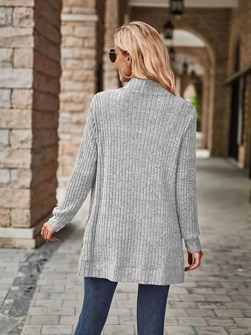 Open vest with ribbed texture