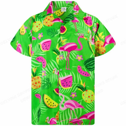 Nico - 3D Flamingo Printed Hawaiian Shirt for Men