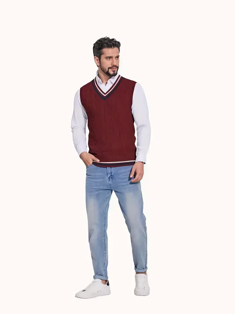 Gilet sans manches en tricot avec col en V