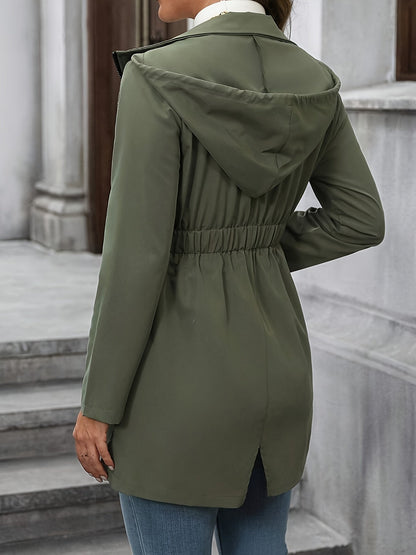 Veste décontractée mi-longue avec capuche et ceinture – idéale pour les week-ends et les journées décontractées