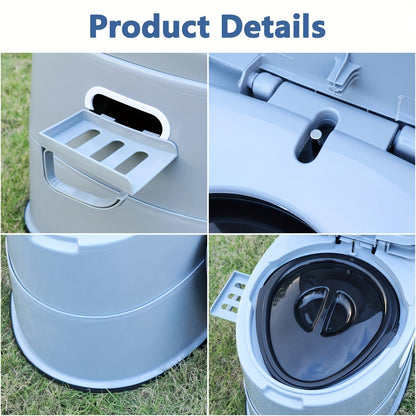 Inodoro portátil de PVC gris - Cómodo y práctico para acampar y situaciones de emergencia